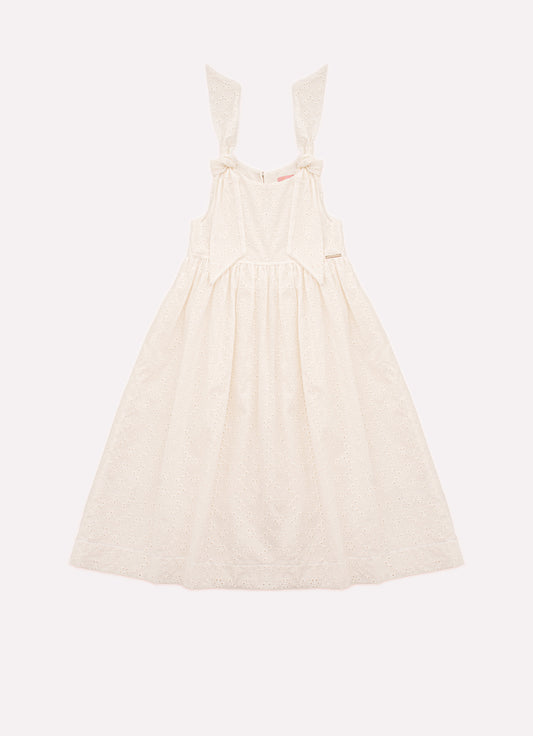 Vestido Broderi Laços Ombros