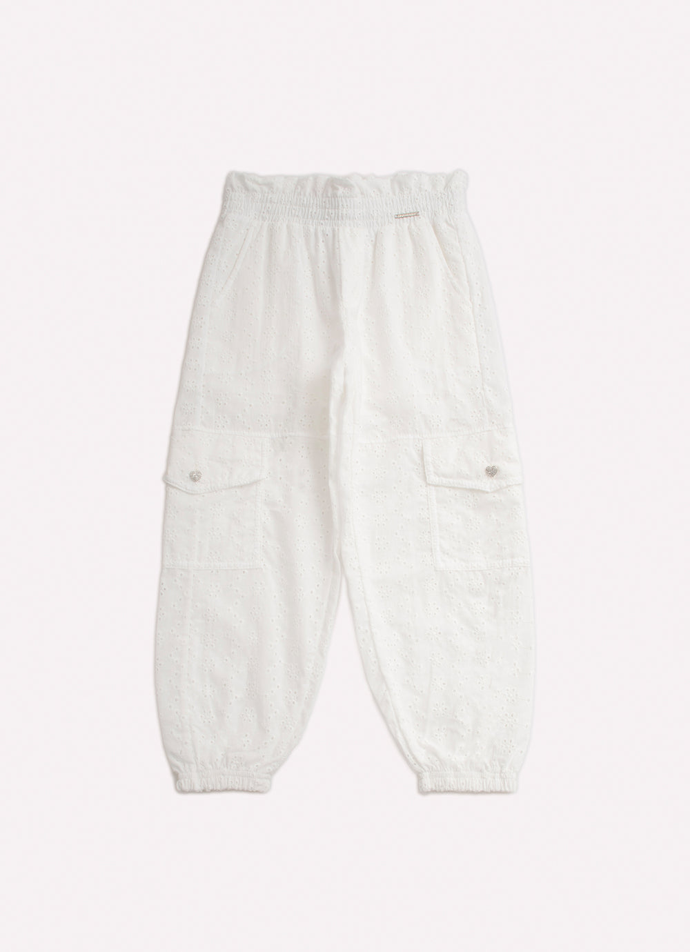 Calça Jogging Broderi Bolsos Cargo Botões Joia