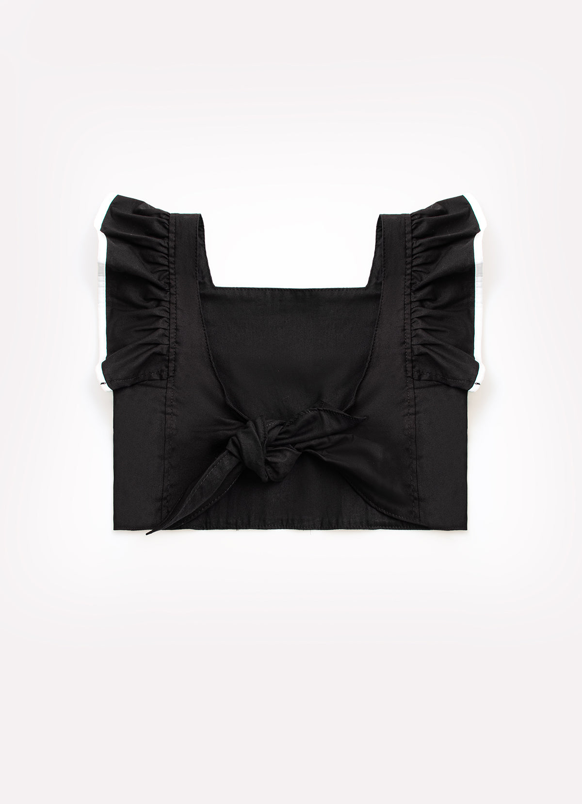 Blusa Cropped Tricoline Babados Viés Branco
