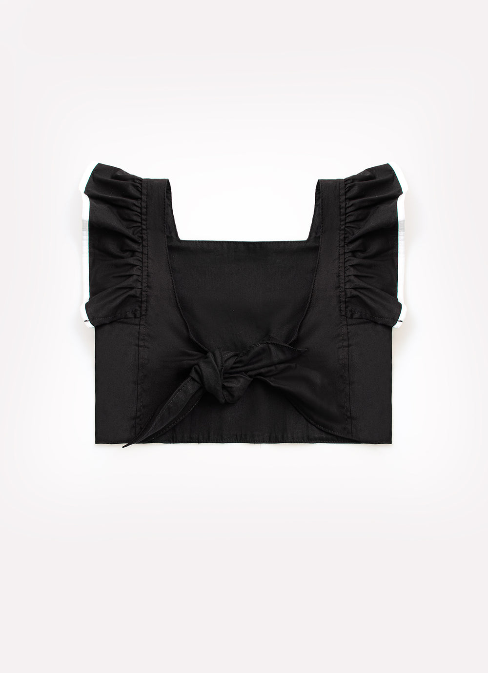 Blusa Cropped Tricoline Babados Viés Branco