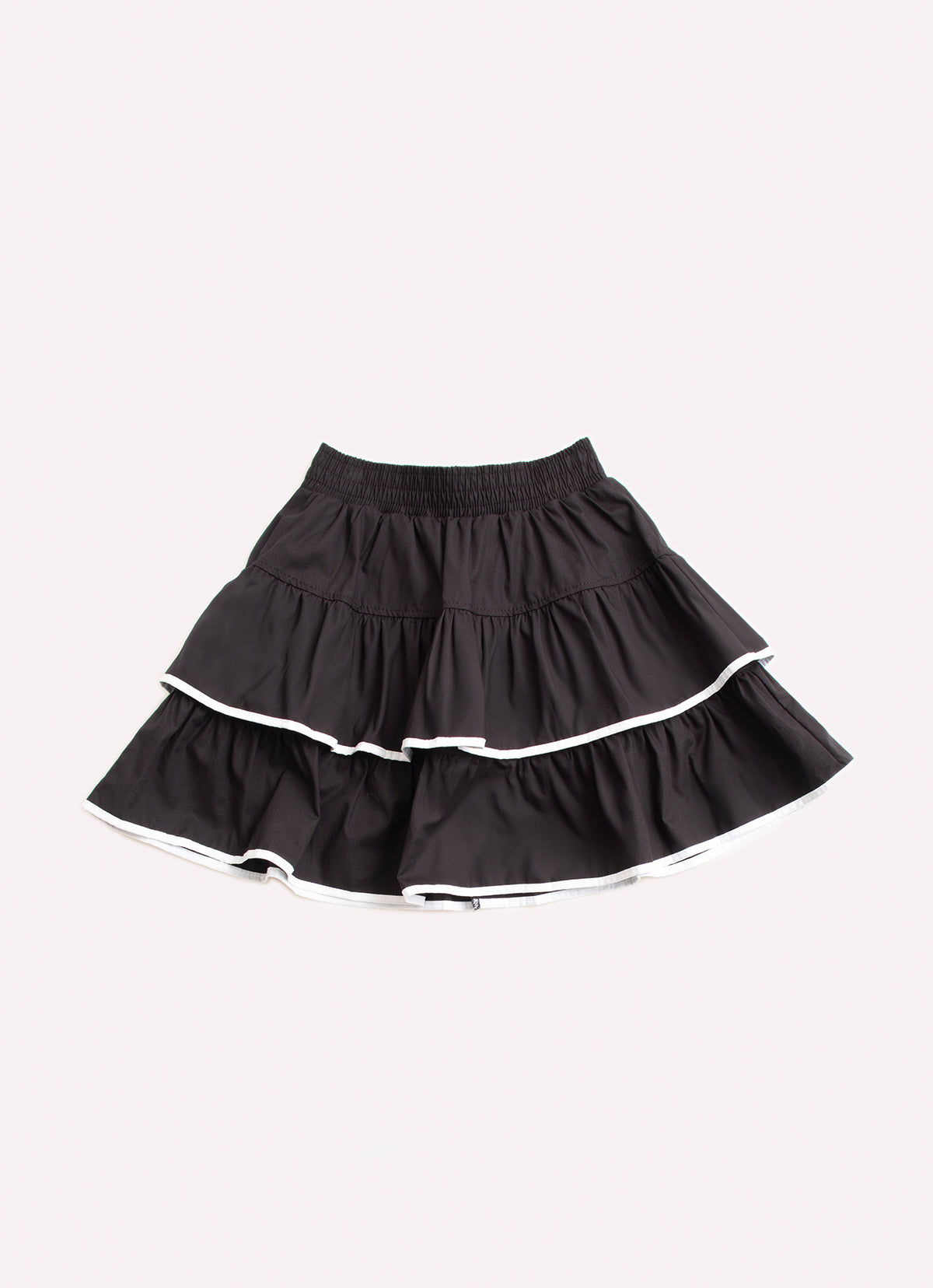 Saia Short Tricoline Babados Viés Branco