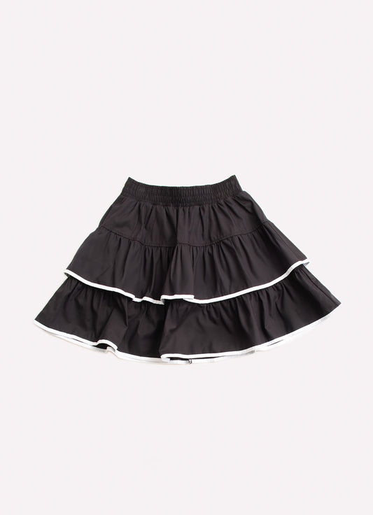 Saia Short Tricoline Babados Viés Branco