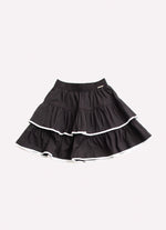 Saia Short Tricoline Babados Viés Branco