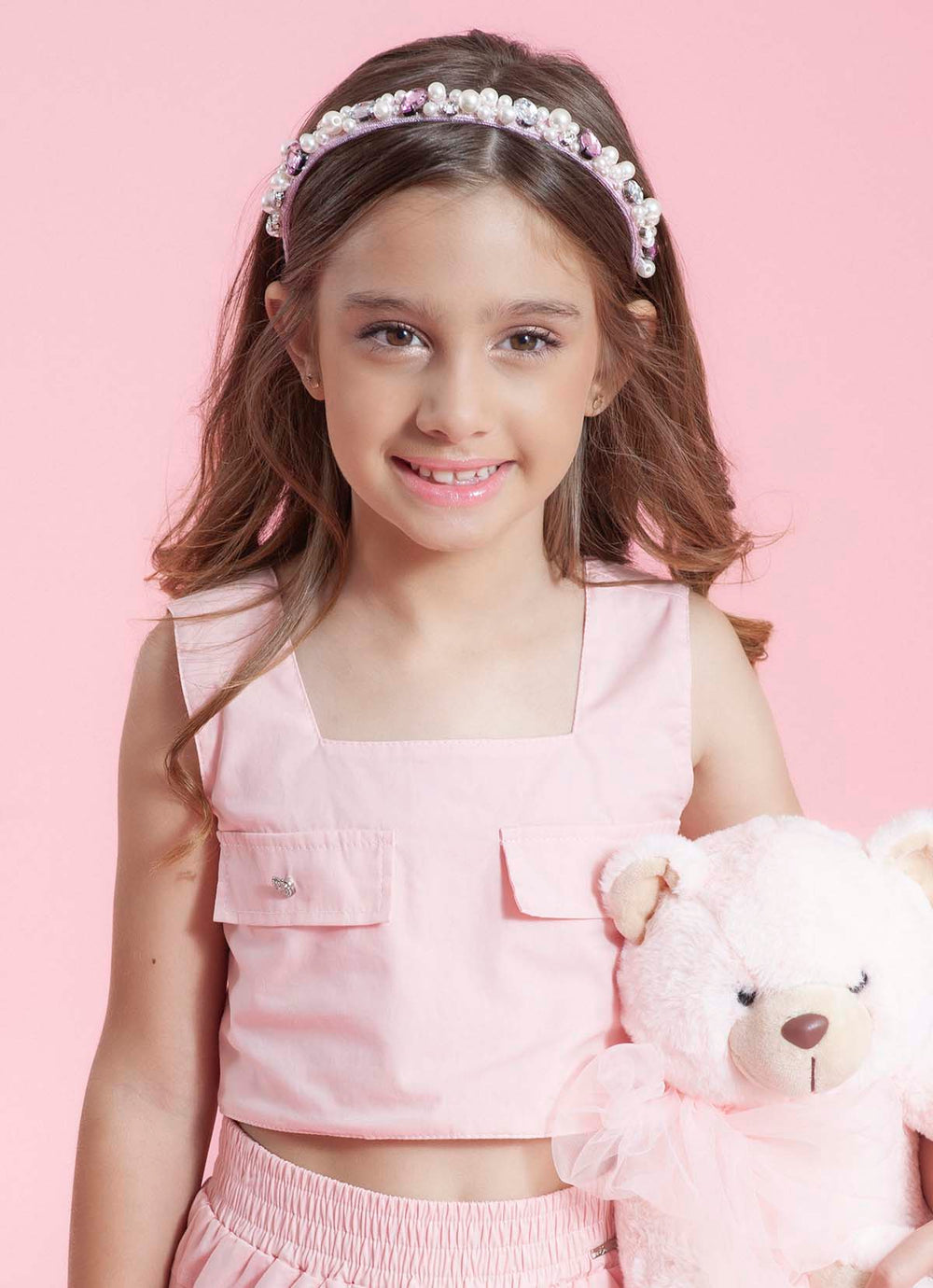Blusa Cropped Tricoline Lapela Botões Joia
