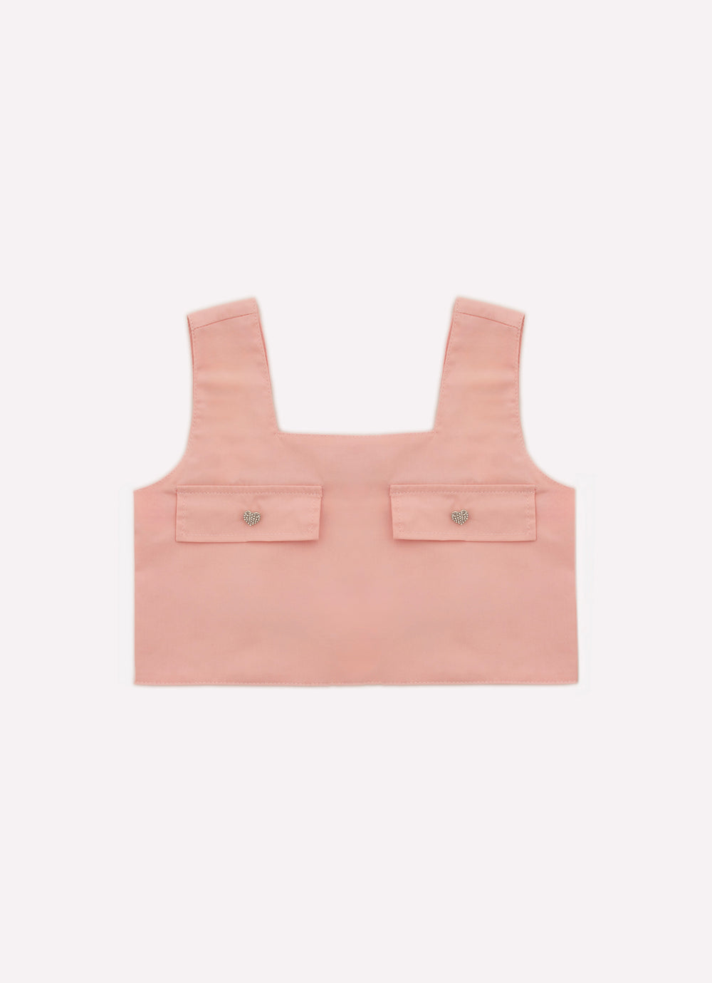 Blusa Cropped Tricoline Lapela Botões Joia