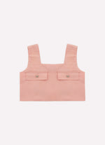 Blusa Cropped Tricoline Lapela Botões Joia