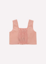 Blusa Cropped Tricoline Lapela Botões Joia