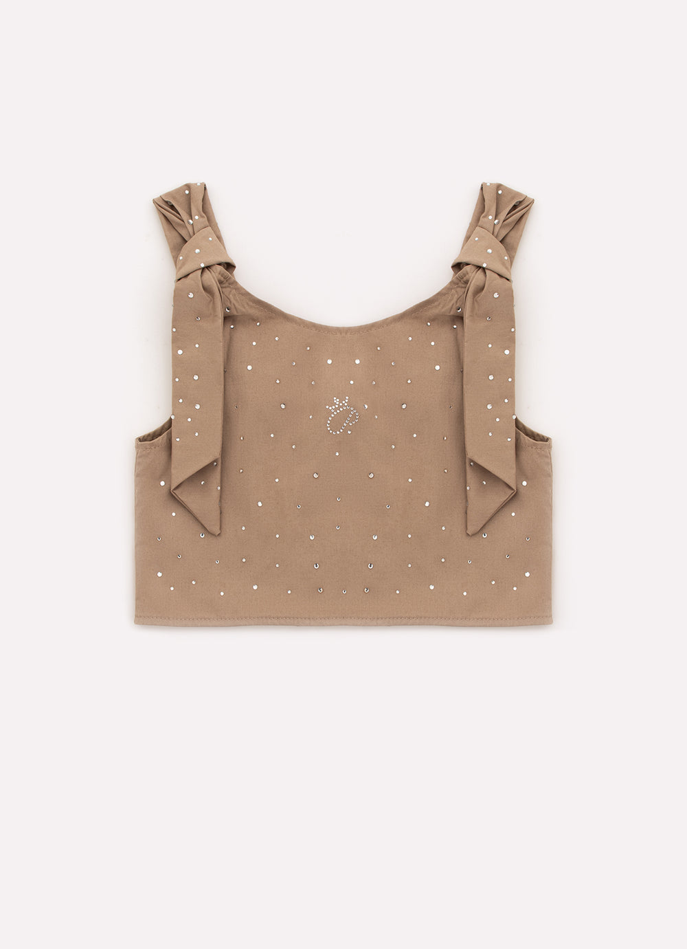 Blusa Tricoline Laços Ombros Cristais