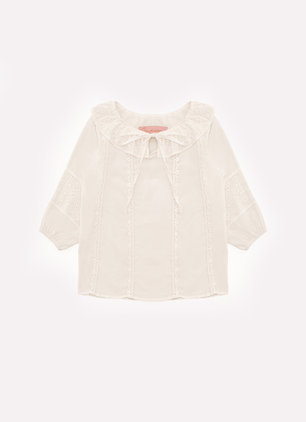 Blusa Bata Algodão Broderi e Renda