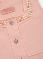 Colete Cropped Moletom Bordados Botões Joia