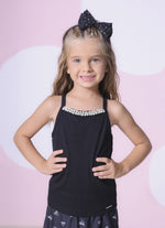 Blusa Alça Ribana Bordados Pérolas e Cristais