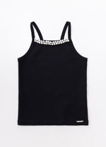 Blusa Alça Ribana Bordados Pérolas e Cristais