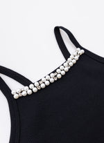 Blusa Alça Ribana Bordados Pérolas e Cristais