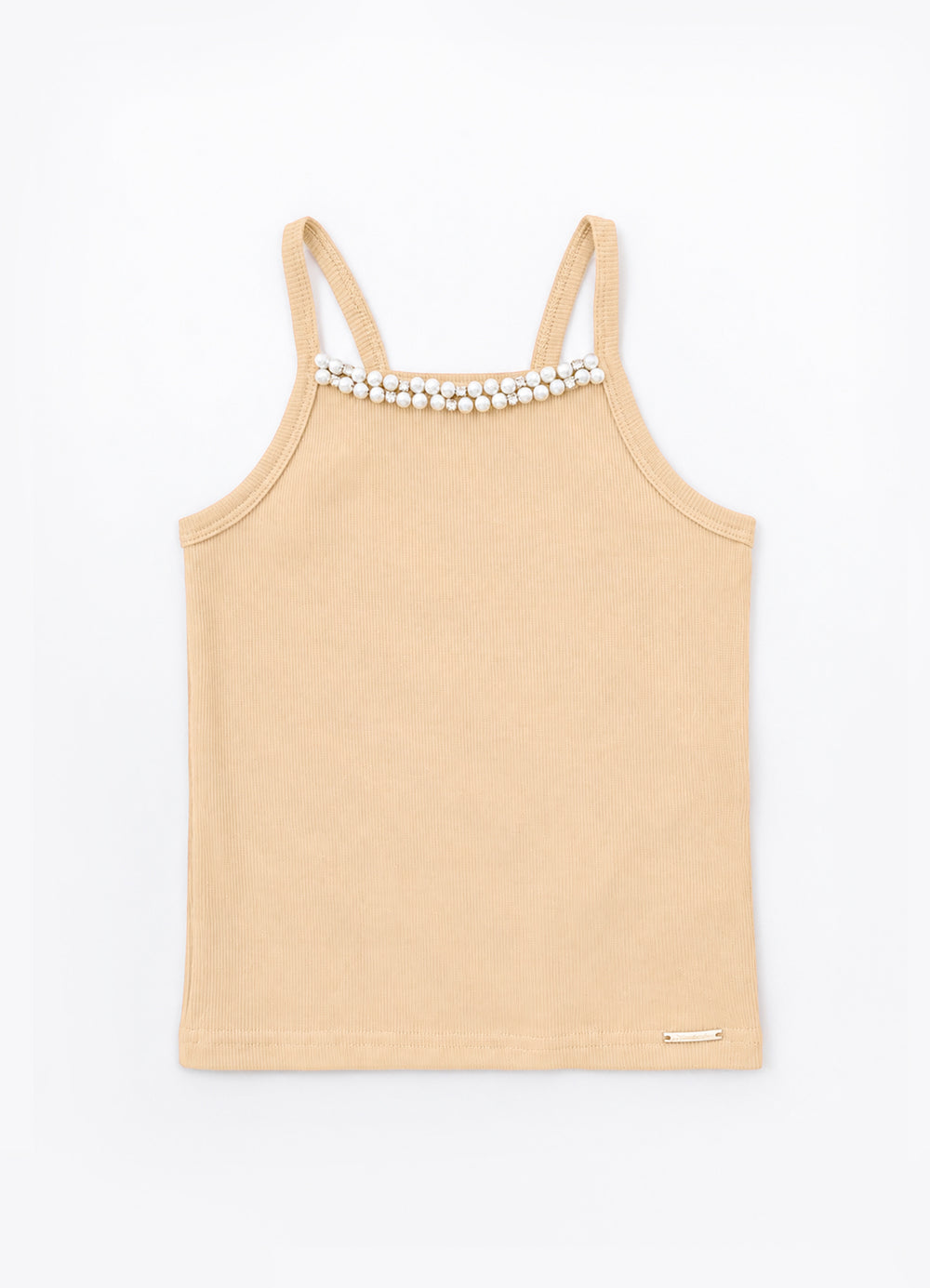 Blusa Alça Ribana Bordados Pérolas e Cristais