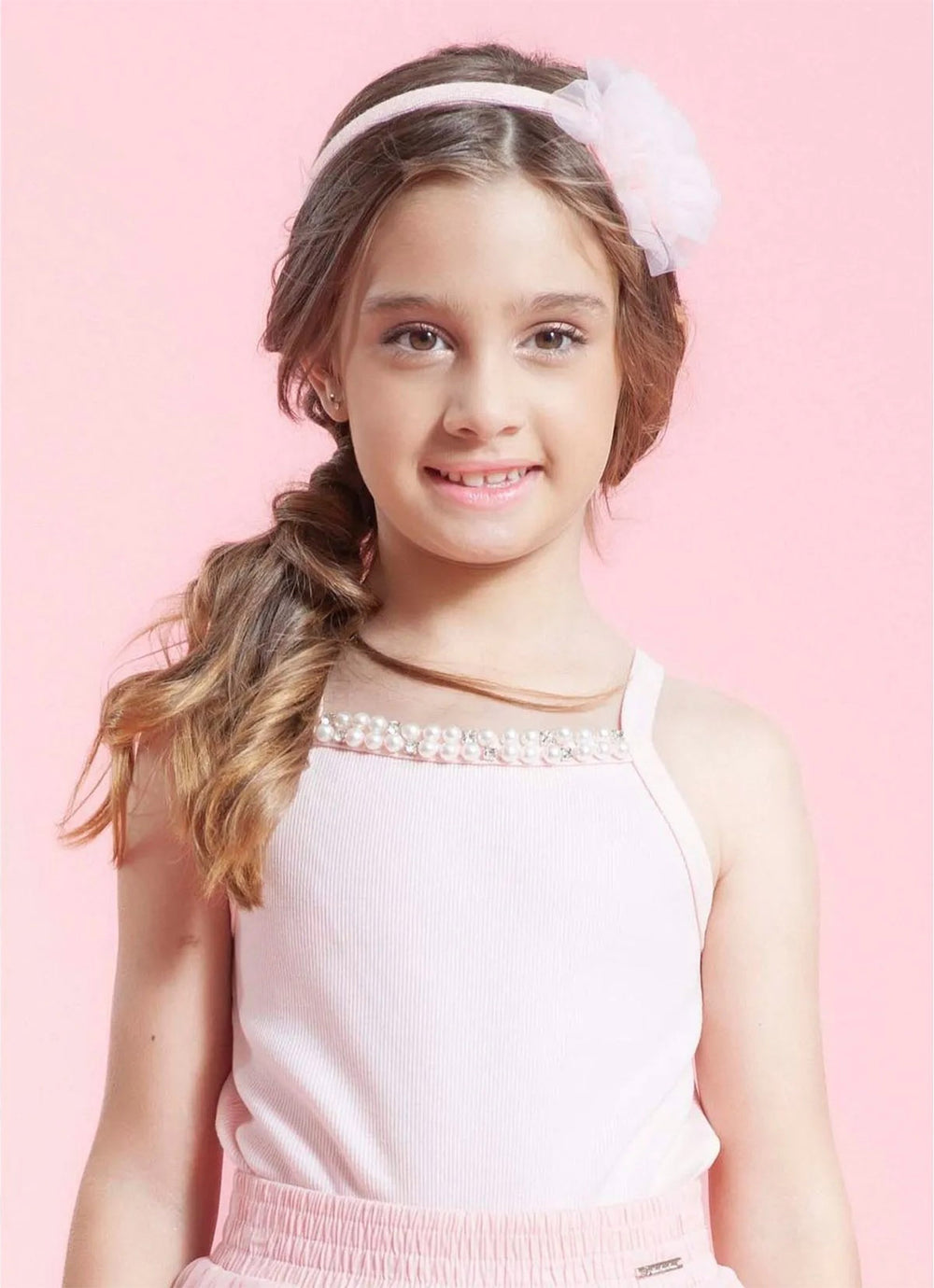 Blusa Alça Ribana Bordados Pérolas e Cristais