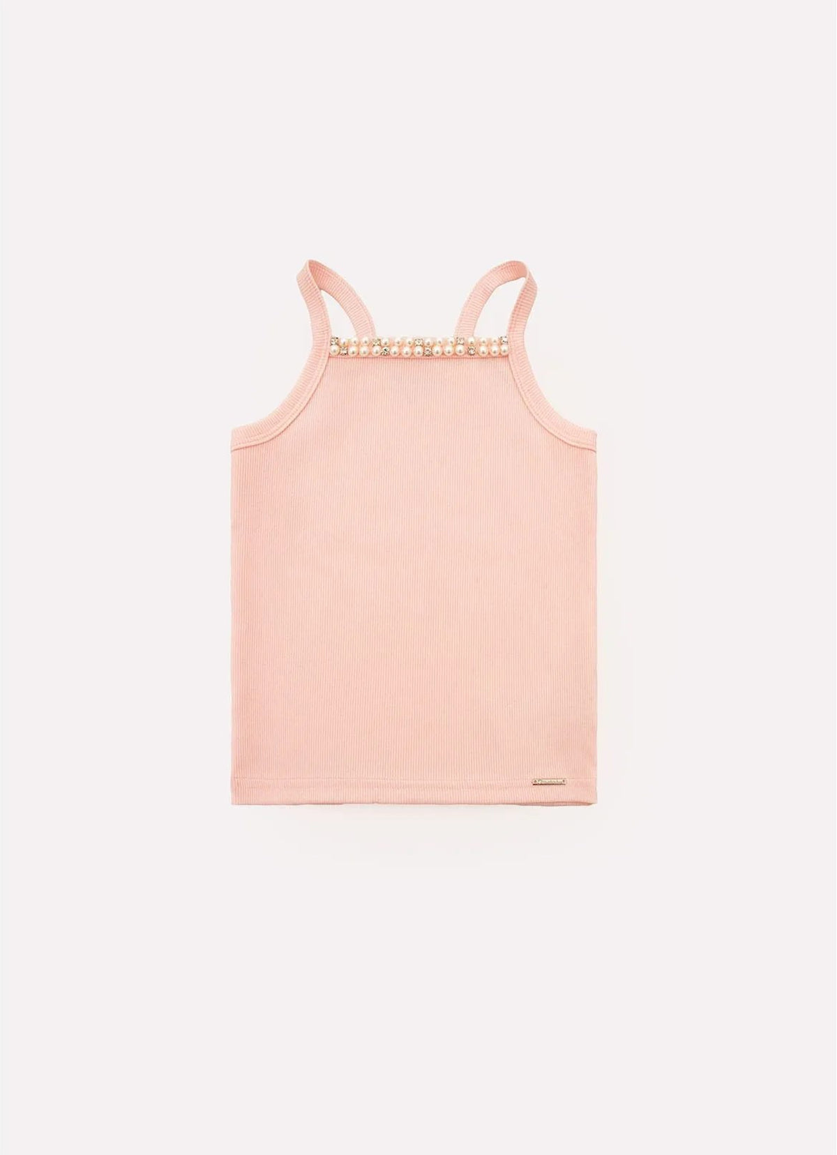 Blusa Alça Ribana Bordados Pérolas e Cristais