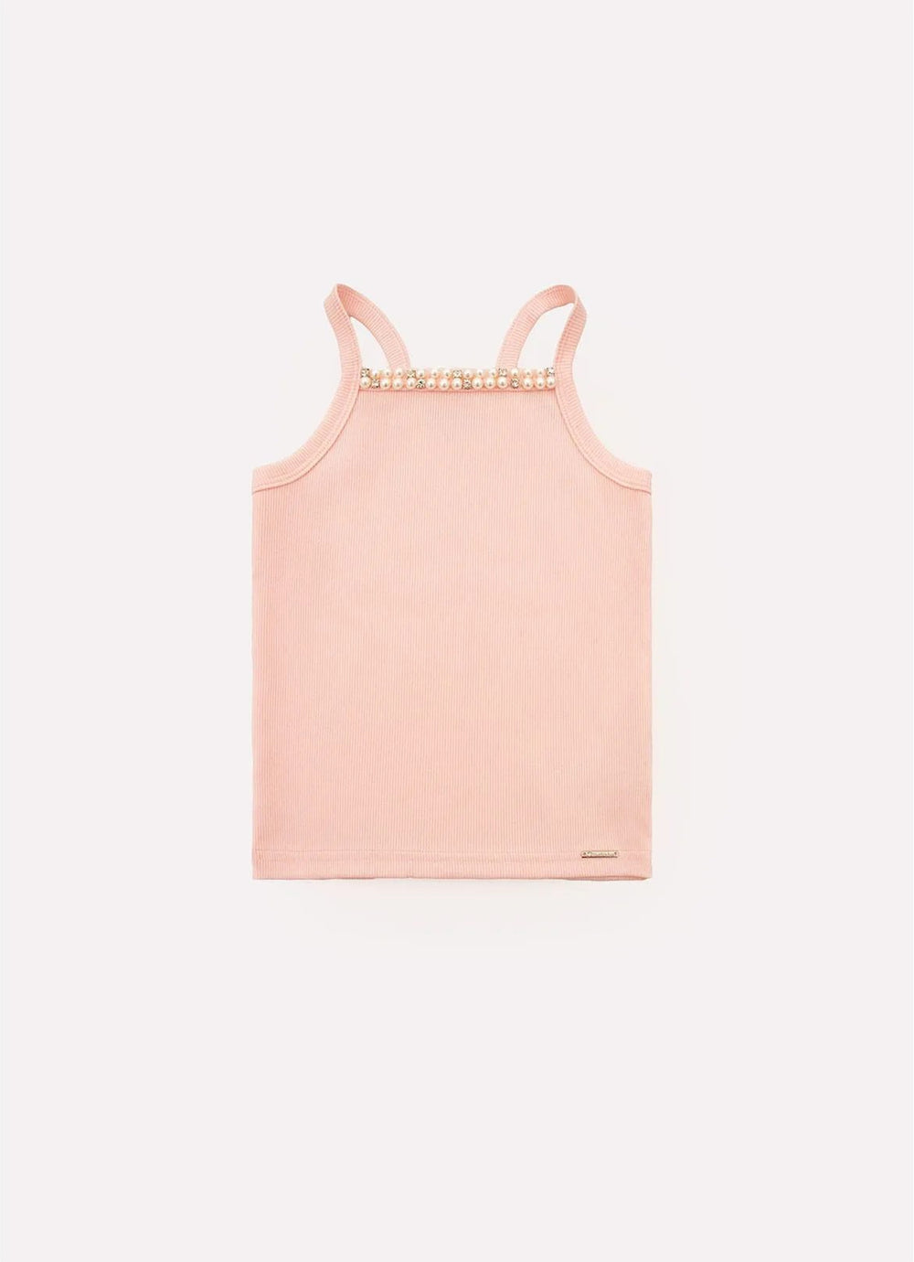 Blusa Alça Ribana Bordados Pérolas e Cristais