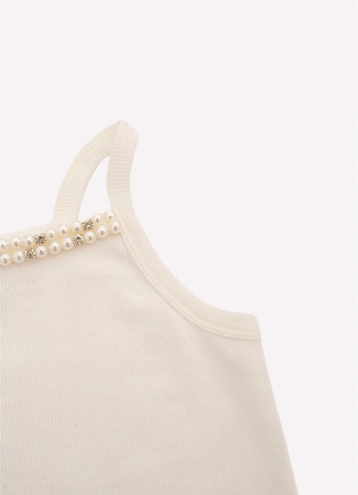 Blusa Alça Ribana Bordados Pérolas e Cristais
