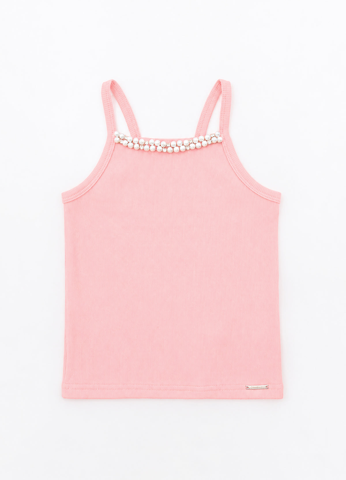 Blusa Alça Ribana Bordados Pérolas e Cristais