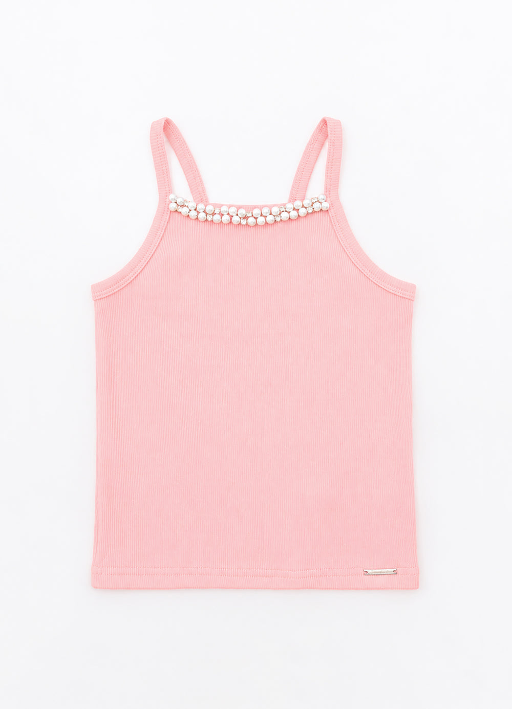 Blusa Alça Ribana Bordados Pérolas e Cristais