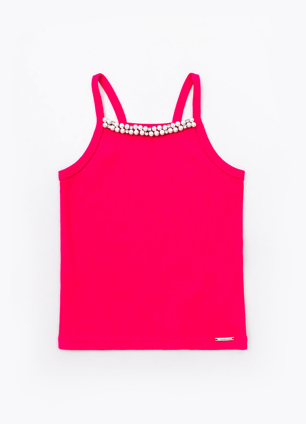 Blusa Alça Ribana Bordados Pérolas e Cristais