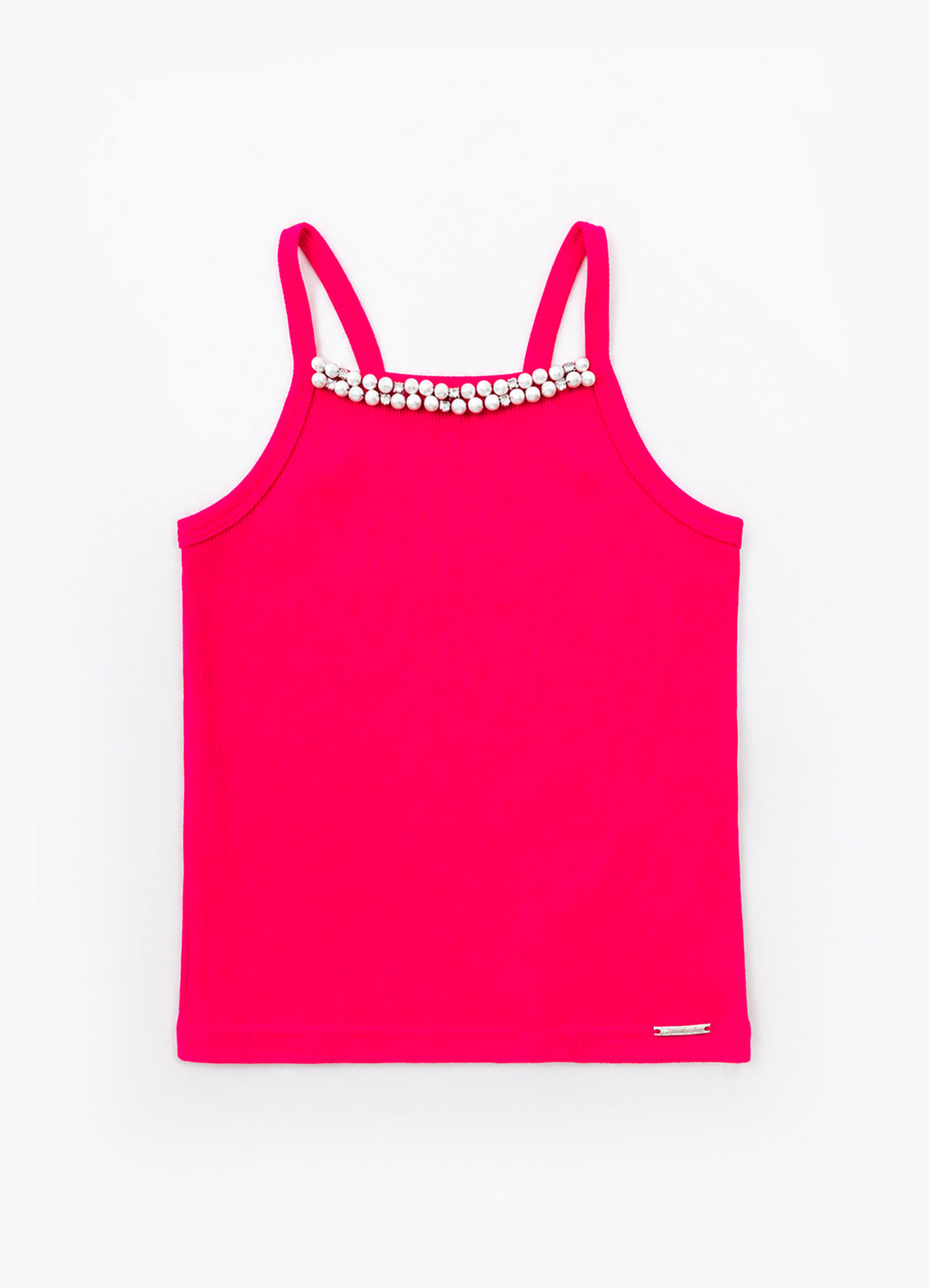 Blusa Alça Ribana Bordados Pérolas e Cristais
