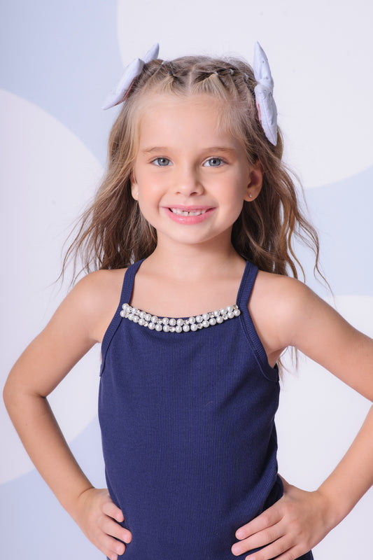 Blusa Alça Ribana Bordados Pérolas e Cristais Blusa Alça Ribana Bordados Pérolas e Cristais