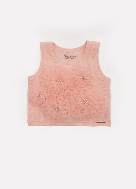 Regata Cropped Ribana Maxi Flores Tule