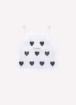 Blusa Cropped Ribana Alça Corações Cristal