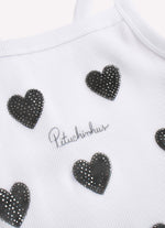 Blusa Cropped Ribana Alça Corações Cristal