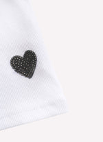 Blusa Cropped Ribana Alça Corações Cristal