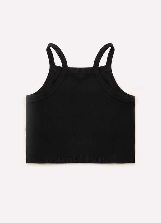 Blusa Cropped Ribana Frufru Tule Cristais