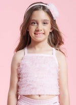 Blusa Cropped Ribana Frufru Tule Cristais