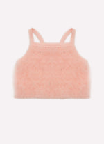 Blusa Cropped Ribana Frufru Tule Cristais