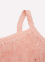 Blusa Cropped Ribana Frufru Tule Cristais