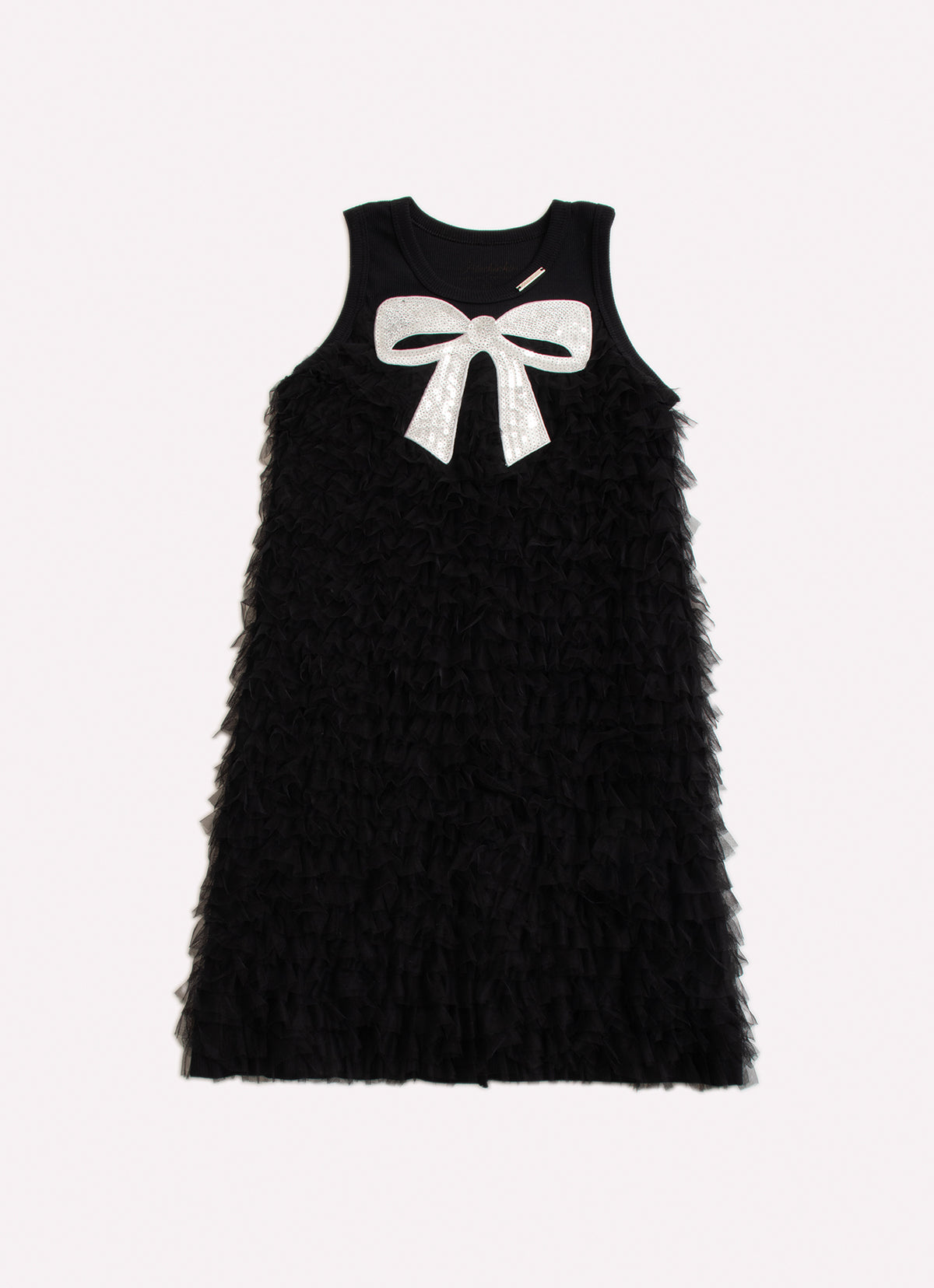 Vestido Ribana Babadinhos Tule Laço Lantejoula