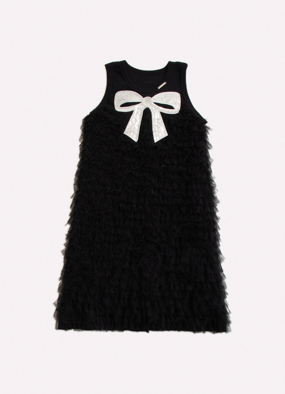 Vestido Ribana Babadinhos Tule Laço Lantejoula
