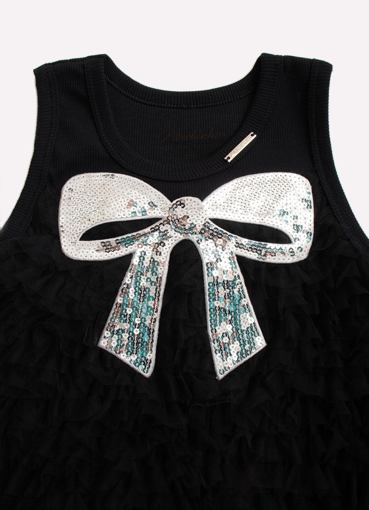Vestido Ribana Babadinhos Tule Laço Lantejoula
