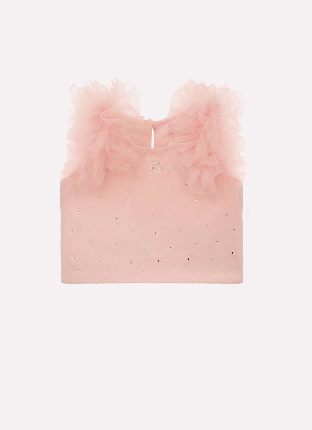 Blusa Cropped Cotton Tule Ombro Cristais