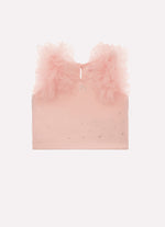 Blusa Cropped Cotton Tule Ombro Cristais