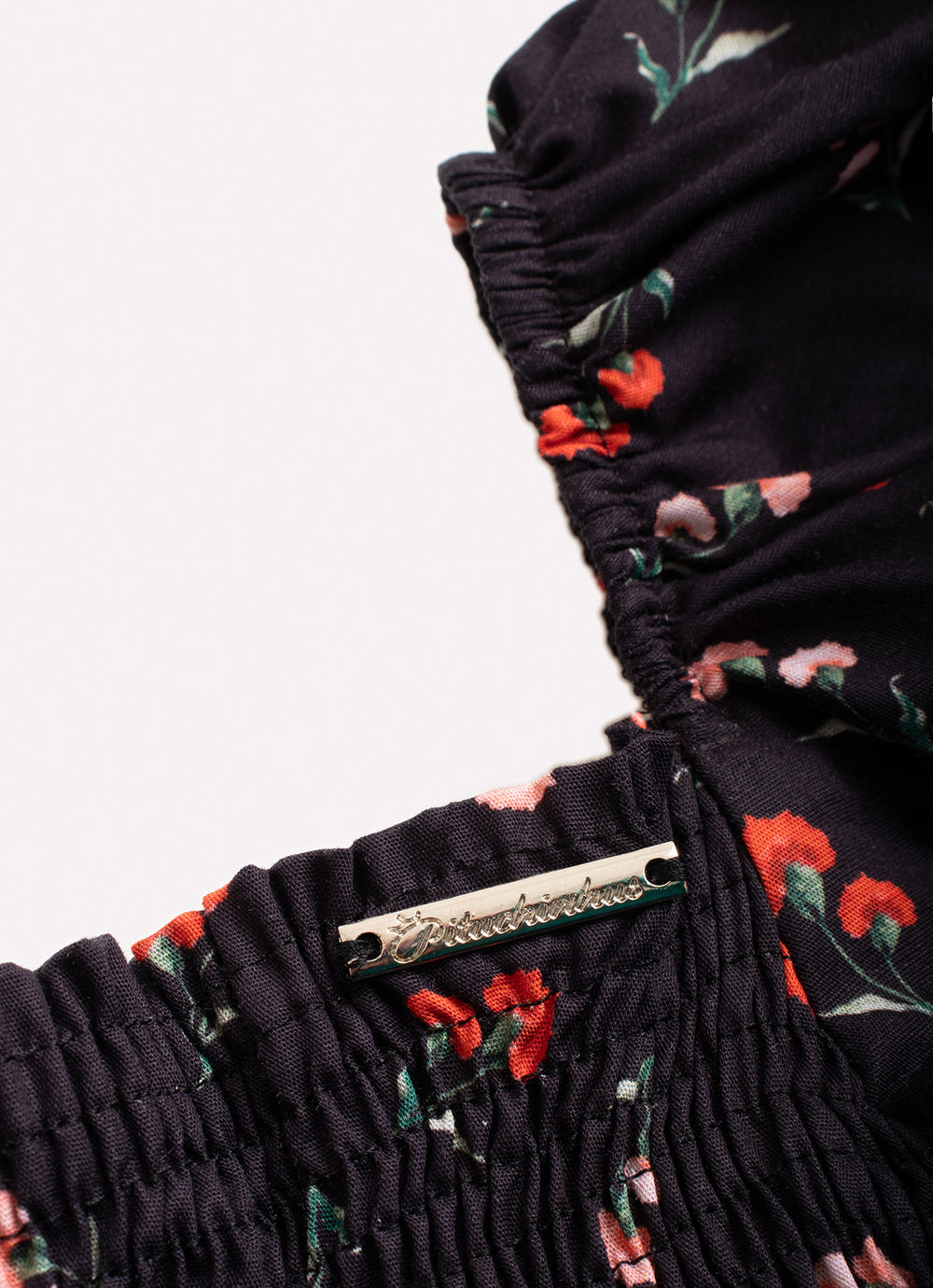 Vestido Longo Algodão Estampado Cravos Babado