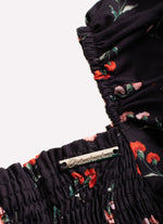 Vestido Longo Algodão Estampado Cravos Babado