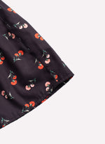 Vestido Longo Algodão Estampado Cravos Babado