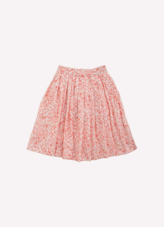 Saia Short Midi Algodão Estampa Toile Prega