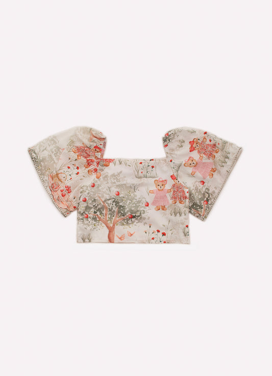 Blusa Cropped Algodão Estampado Árvore Cristal