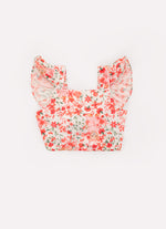 Blusa Cropped Algodão Estampado Flores e Ursa Cristal