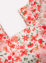 Blusa Cropped Algodão Estampado Flores e Ursa Cristal