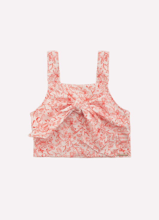 Blusa Cropped Algodão Estampado Toile Laço
