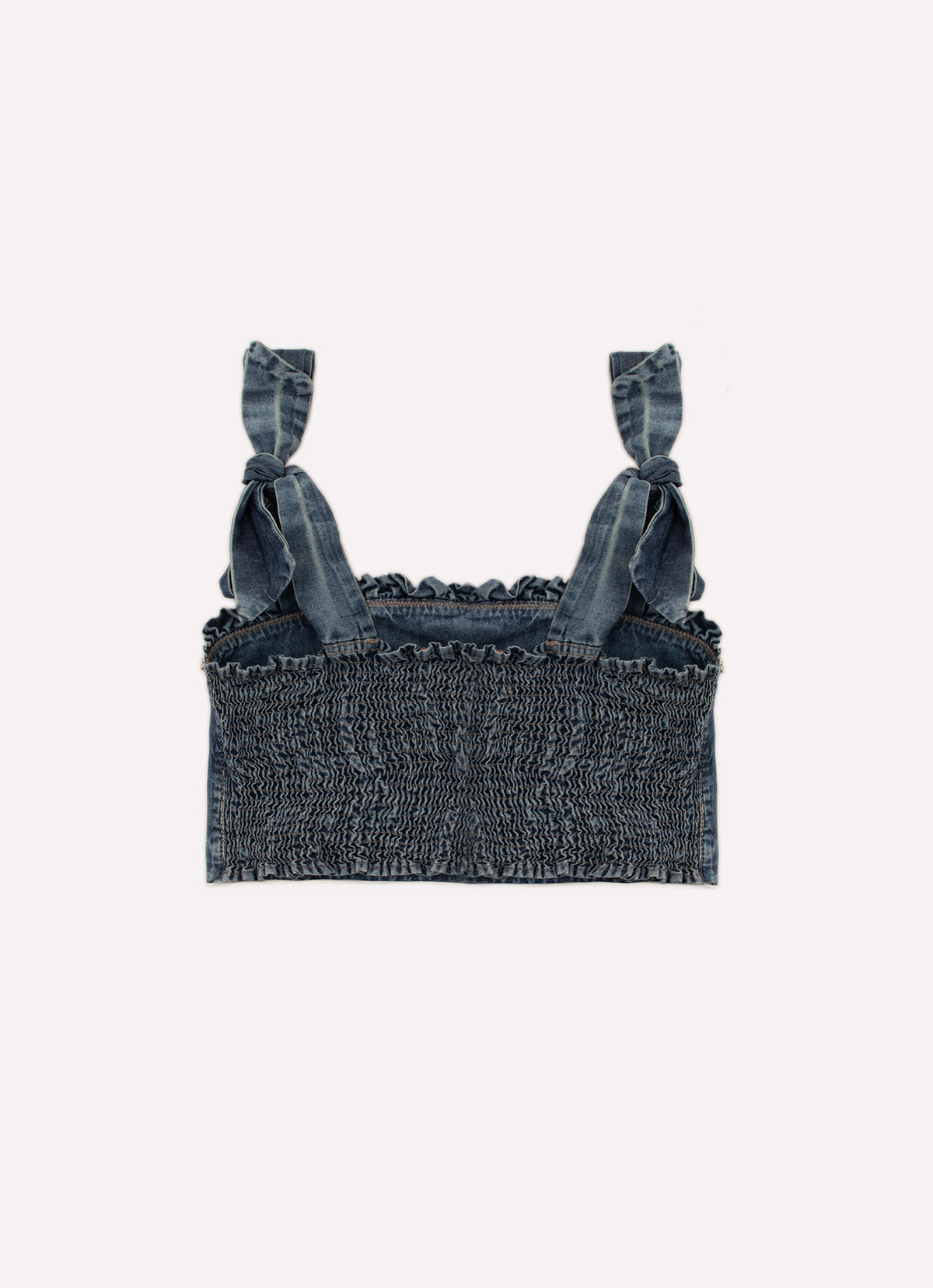 Blusa Cropped Jeans Fino Babadinho Cristal