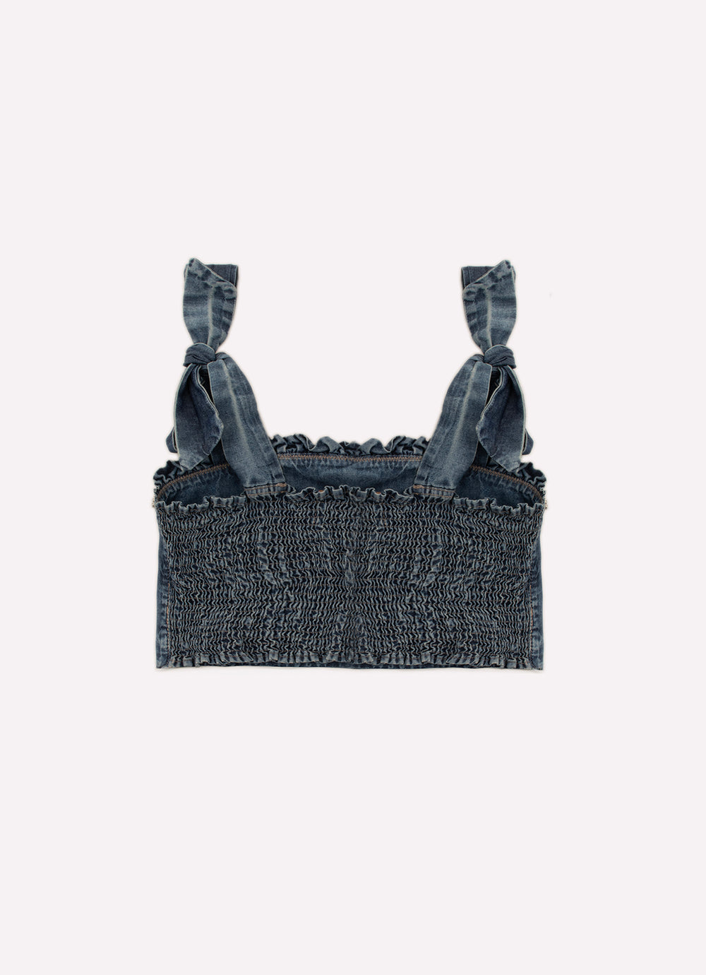 Blusa Cropped Jeans Fino Babadinho Cristal